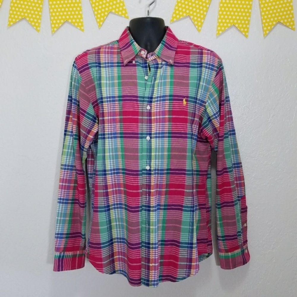 Slim Fit Ralph Lauren Pastel Plaid Dress Shirt K23